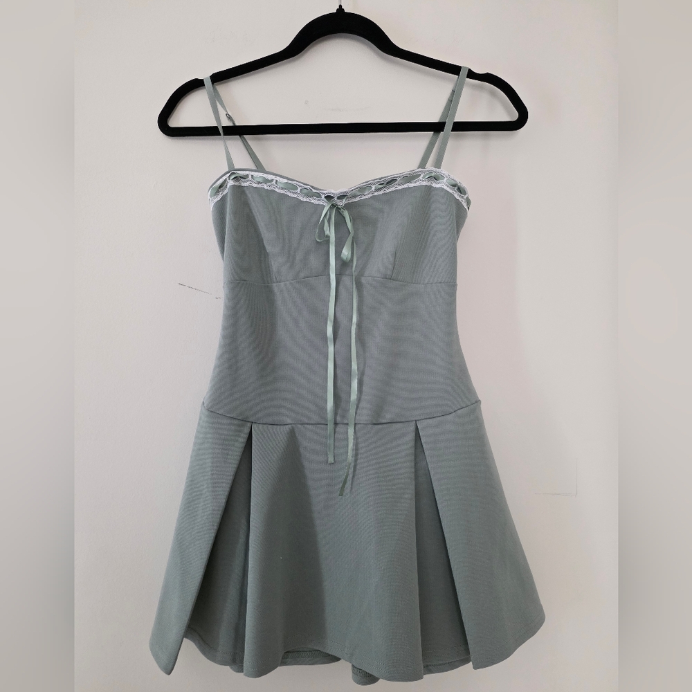 Forever 21 Lace Trimmed Dress With Spaghetti Straps